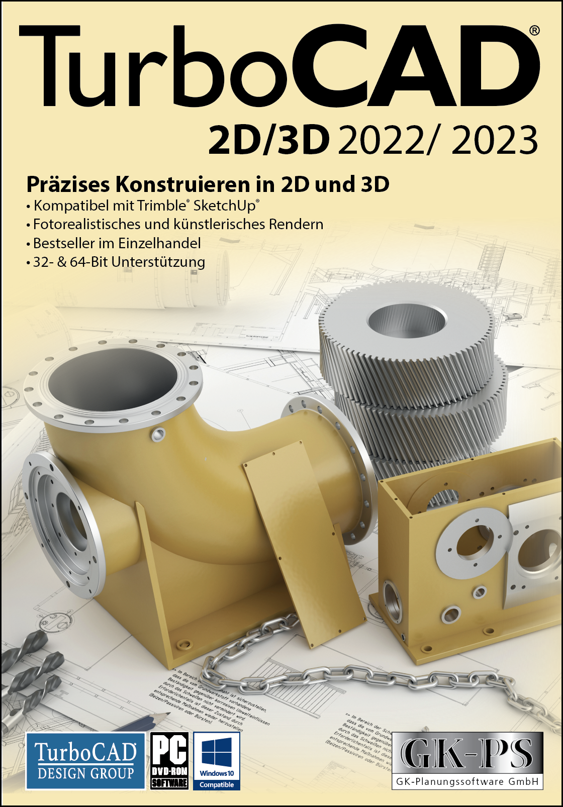 TurboCAD 2D/3D 2022/2023 Dauerlizenz - 1-PC - DEUTSCH - (ESD+KEY)