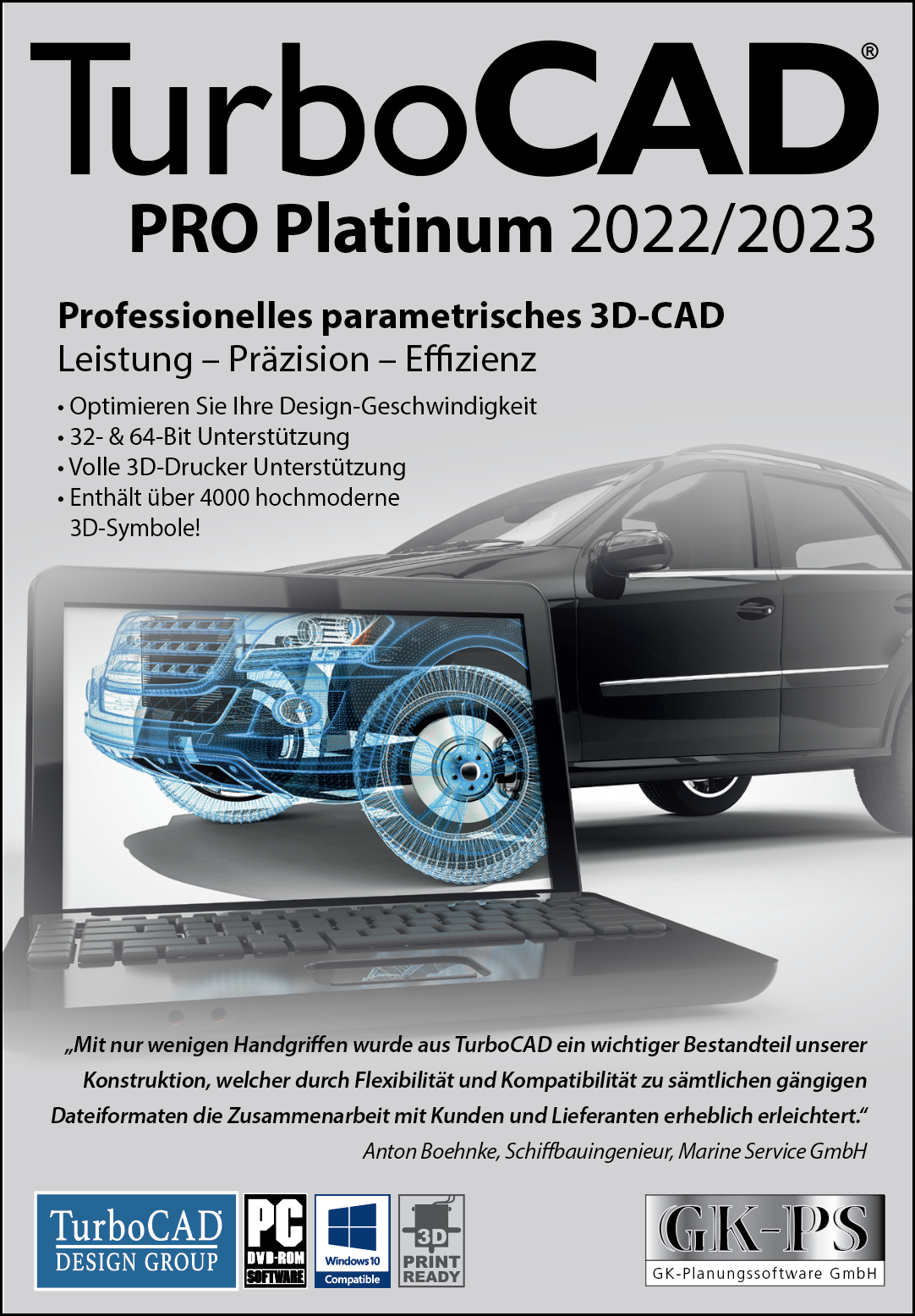 TurboCAD PRO Platinum 2022/2023 Dauerlizenz - 1-PC - DEUTSCH - (ESD+KEY)