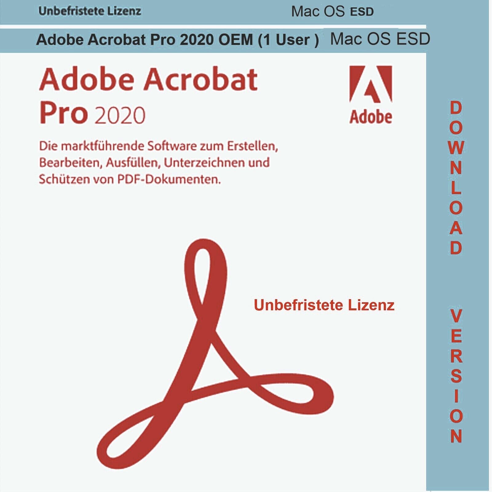 Adobe Acrobat PRO 2020 für Mac Vollversion Dauerlizenz Multilingual ESD