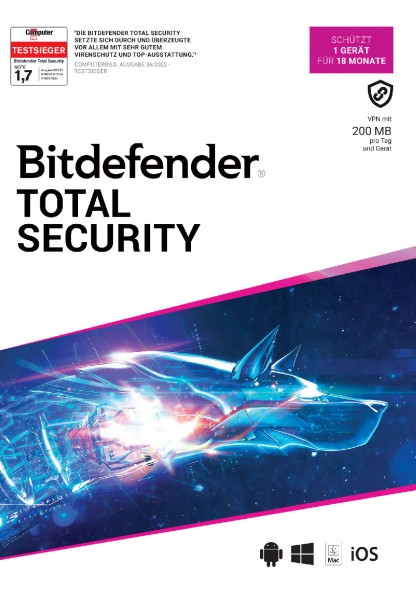 Bitdefender Total Security MD 1-Gerät / 18 Monate (ESD+Lizenz) Sonderposten