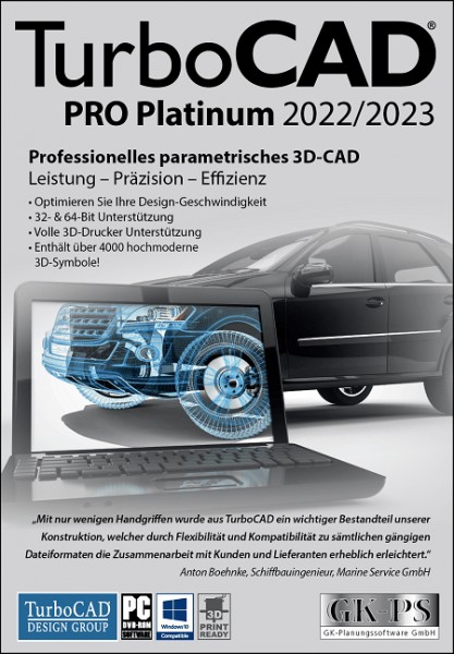 TurboCAD PRO Platinum 2022/2023 - 1-PC / Dauerlizenz - DEUTSCH - (ESD+KEY)